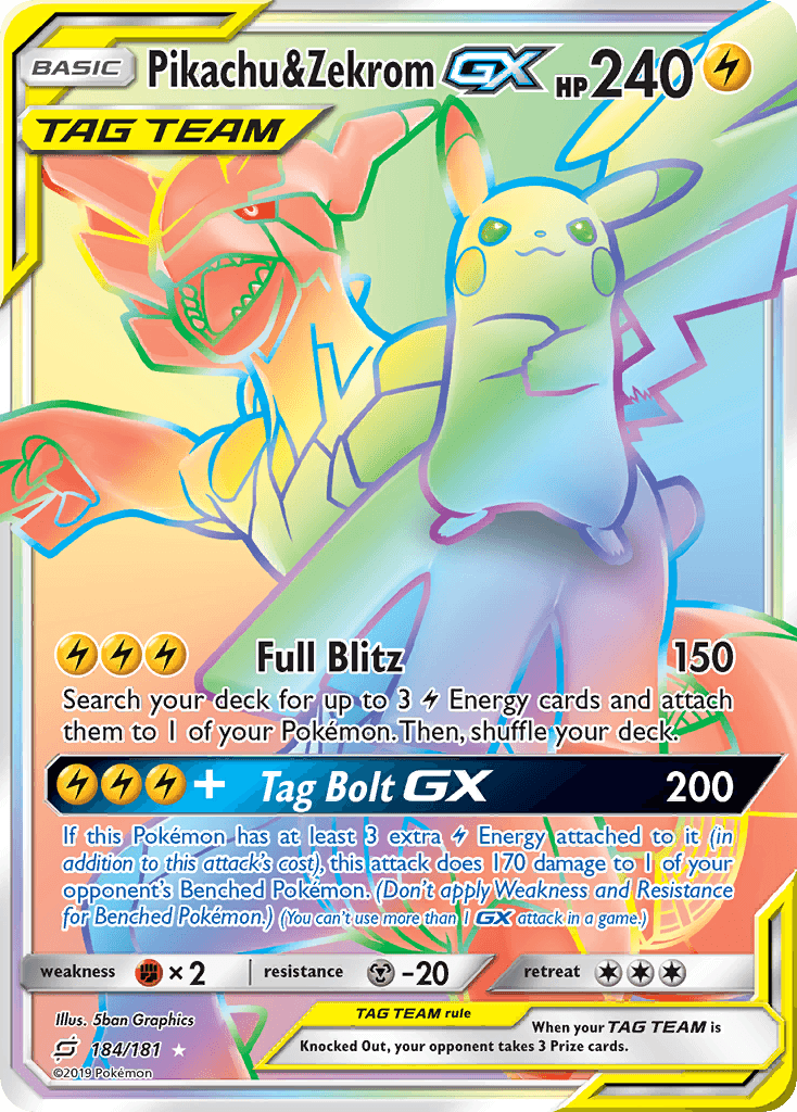 Pikachu & Zekrom-GX — Team Up 184